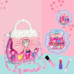 Beauty Fashion Childrens Cosmetics Playing Box DIY Portable Princess Play House Makeup Girl Toy Lipstick Eye Shadow Blush Set Kids Gifts 230617