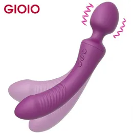 Sex Toy Massager kraftfulla dildos vibrator dubbel motor stor storlek mjuk silikon trollstav g-spot massager leksak för kvinnor klitoris stimulator vuxna18