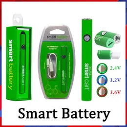 Batteria intelligente 380mAh preriscaldamento VV voltaggio variabile caricatore USB inferiore 510 blister