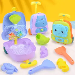 Kum Oyun Su Eğlenceli Tramvay Kutusu Plaj Sandplay ve Kazma Araçları Bagaj 8 PCS Set Banyo Bebek Açık Yaz Oyuncak Oyuncak Hediyeleri 230617