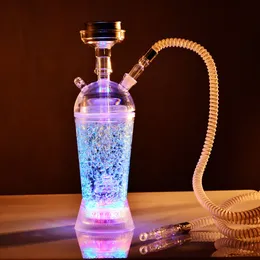 휴대용 아랍 LED 물 파이프 자동차 물 담뱃대 Shisha Bongs 키트 DAB RIG ACRYLIC HOOTYCLER RIGS Double Tube Bar Party Smoking Bongs Height 30.5cm