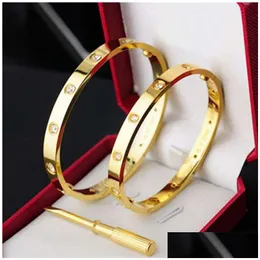 Манжеты золотой браслет женщина дизайнерские ювелирные украшения любовь братч мужчина 6 мм титановые стальные винтовые пара с браслетами отвертки для женщин ноготь dhz5a