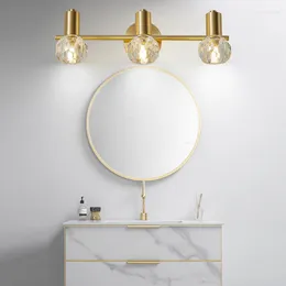 Wall Lamps Nordic Copper Crystal Mirror Light Toilet LED Modern Minimalist Bathroom Lamp Living Room Decoration Study Bedroom