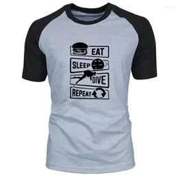 T-shirt da uomo 2023 Camicia estiva di alta qualità Eat Sleep Dive Repeat Tshirt Funny Fashion T-Shirt Uomo Top Tee EU Size