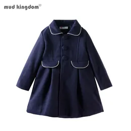 Столочь Mudkingdom Fashion Winter Wool Kids Oversoat Long Peacat Press Slim для девочек. Одежда для девочек. Детская ветропроницаемая верхняя одежда 230616