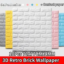 Wall Stickers 10Pcs 3D Brick Waterproof Wallpaper DIY SelfAdhesive Decor Foam Covering Sticker for Kids Room Kitchen 230616