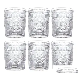 Vinglasögon nordisk vintage glas kopp sol blomma präglad mjölk kaffe kall dryck transparent vatten koppar dropp leverans hem trädgård ki dhpdo