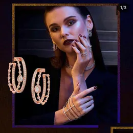 チャームhibride luxury aaa cubic zirconia big hoop for women dubai Jewelry trendy earrings boucle doreille femme e716 d dhgarden dhmcm