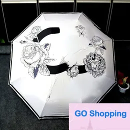 Basit Zarif Tasarımcı Camellia Şemsiyeleri Otomatik Güneş Koruma UV Şemsiye