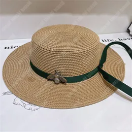 Moda arı tasarımcı hasır şapka geniş ağzı kadın yaz lüks plaj şapka erkek tatil klasik riband sunhat bob casquette