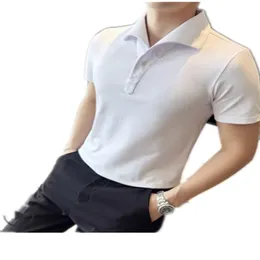 Yazlık işletme üst düzey düz renk yüksek kaliteli kısa kollu polo gömlek yaka yaka yeni erkekler moda gündelik hiçbir iz izleme pamuk polo gömlek s-4xl