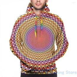 Herrtröjor herrar tröja för kvinnor roliga trippy optisk illusion op konst tryck avslappnad hoodie streatwear