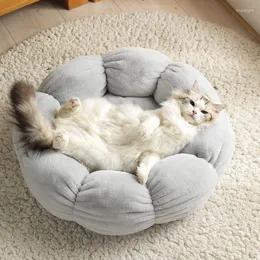 Cat Beds Flower Shaped Bed Indoor Cozy Pet Super Soft Plush Dog Basket Mat Sunbed Warm Self-Warming House Sleeping Bag Cushion