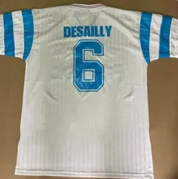 1990 1991 Marseilles Retro Soccer Jerseys Maillot Payet Boli Desailly Papin Football Shirts Vintage Classic Kit de Foot Deschamps Jersey 90 91