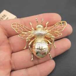 Pins Brooches APDGG 45x60mm Yellow Gold plated Copper Bee Insect Bumble Bee Brooch 230616