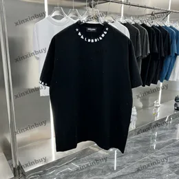 xinxinbuy mężczyzn designerka koszulka 23ss Diamond Hot Fix Tieb bar barwnik Paris Bawełna Kobiety Kobiety szary czarny biały s-2xl