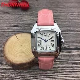 Toppmode lyxiga kvinnor fyrkantiga klockor 32 mm fin designer läder lady titta på kvinnlig relogio montre clock255r