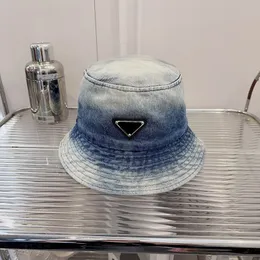 Designer Tie-Dyed Denim Fisherman Caps Bucket Hats For Mens Womens Luxury Wide Brim Summer Beach Vacation Getaway Bomull