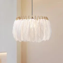 Hängslampor ljuskrona ljus modern enkelhet ledande ljus fjäder romantisk hänglampa för sovrum rummet deco suspension armatur