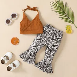 مجموعات الملابس Citgeesummer Toddler Baby Girls ملابس صلبة أكيمة رقبة Camisole Leopard Print