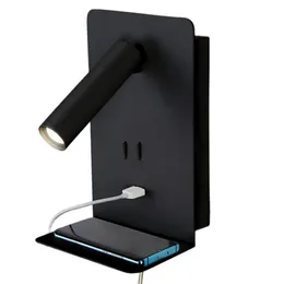 Topoch Swing Ramię tokonce Sconce Regulowane światło odczytu podwójne przełączniki powierzchniowe mocowanie przełączane lampy łóżka piętrowe do sypialni salon AC100-240V 5V 2A USB Port Phone Shelf