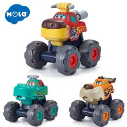 Modello pressofuso HOLA Toy for 1 Year Old Boy 3 Packs Friction Powered Pull Back Toddler Trucks Età 2 Push and Go Monster Truck 230617