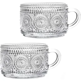 Weingläser mit geprägtem Muster, Glasbecher-Set, zarter Kaffee, Wasser, Tee, Milch, Getränkebecher, große Kapazität, Frühstückstassen, Trinkutensilien Dhqva