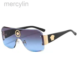 2024 Designer Versage Sonnenbrille Herren Damen Vercace Sonnenbrille Modische Brille Slice Personalisierte Sonnenbrille Kopf Wasserzeichen Trend Sonnenbrille Grau