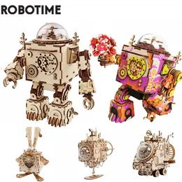 3D Puzzles Robotime 3D drewniana łamigłówka 5 Rodzaje wachlarz Rotatable DIY Steampunk Model Zestawy budowlane Prezent dla dzieci dla dzieci AM601 230616