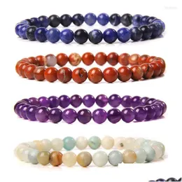 Beaded Strands 6Mm Gemstones Bracelets For Women Tiny Crushed Stone Crystal Couples Stretch Uni Jewelry Lars22 Drop Delivery Dhus2
