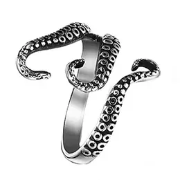 12Pcs Alloy Gothic Deep Sea Squid Octopus Ring Fashion Vintage Jewelry Opened Adjustable Rings For Women Men