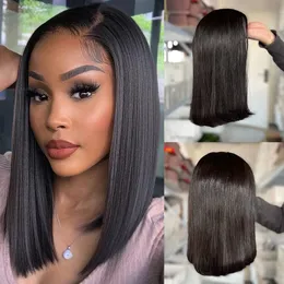 Bob Wig Short Brazilian Bone Straight Cheap 100% Human Hair Wigs For Black Women Wig T Part Lace Frontal Bob Wig Pre Plucked 4X4