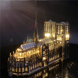 3D -pussel metallpussel Högkvalitativ Notre Dame de Paris Modell Vuxen Svårt Building Diy Toys 230616