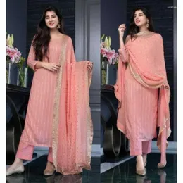 Ubrania etniczne kobiety ślub Palazzo net dupatta salwar kameez combo garnitur