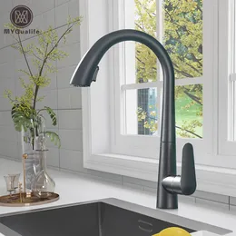 Rubinetti per lavabo da bagno Rubinetto da cucina nero Miscelatore estraibile a due funzioni monocomando e rubinetti per acqua fredda Rubinetto girevole a 360 gradi montato sul ponte 230616