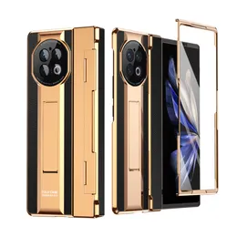 Plating Hard Cases For VIVO X Fold 2 Fold2 Case Leather Glass Film Screen Protector Hinge Cover