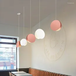 Kolye lambaları Nordic Makaron Modern Basit Renk Alüminyum Asma Lamba Çocuk Odası Yatak Odası Başucu Işıkları