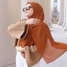 Шарфы Женщины пузырьки шифоновый хиджаб твердый мусульманский шарф цветовой шар