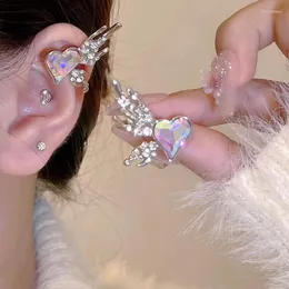 Rücken Ohrringe Herz Flügel Ohrclip Für Frauen Mädchen Strass Engel Elf Earbone Kein Piercing Einstellbar Modeschmuck Geschenk