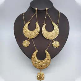 Naszyjnik Kolczyki Set Design Jewelry Gold Gold Drop Etiopian African Cain Party Bohemia Wiselant Wedding Bridal