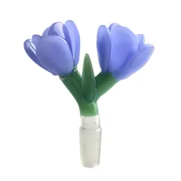 Doppelte Blütenkopf-Glasbongschale mit 14 mm 18 mm männlichen Schalen, weiß, blau, rosa, bunt, dickes Pyrex-Glas, Rauchwasserpfeifen