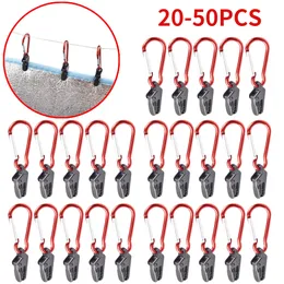 Outdoor Gadgets 2050pcs Portable Tent Awning Fixing Clamp Grip with Carabiner Hook Windproof Tarpaulin Plastic Wind Rope for Camping 230617