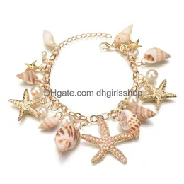 Urok bransolety 1pc Cowrie Shell Bransoletka Femme Regulowane boho rame przyjaźń prawdziwa morze morskie Dzień Biżuterii Prezent Doród Dhhp8
