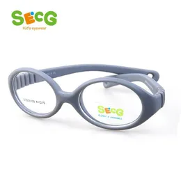 SecG Myopia Optical Round Children Glasse Frame Solid TR90 Gummi Diopter Transparent barnglasögon Flexibel mjuk glasögon 21032348283P