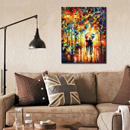 Fine Art Canvas Painting Under One Umbrella Handcrafted Contemporary Artwork Landscape Wall Decoration