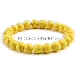 Beaded Trendy Yellow Natural Stone Beads Charm Bracelets Bangles For Women Round Strand Bracelet Men Jewelry Pseira Feminina Drop Del Dhfnv