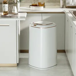 Waste Bins Smart Trash Can Automatic Induction Bin Electric Touchless Wastebasket Kitchen Bathroom Waterproof Large Capacity Wastebin 230617
