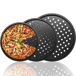 1PC 9.6INCH / 11INCH / 12.6INCH PIZZA CRISPAR TRAY、オーブンホール付きピザベーキングトレイ、焦げ付き防止の穴あきピザベーキングセット、ホームレストランホテルの使用