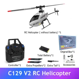 ElectricRC Uçak C129 V2 2.4GHz RC Helikopter 6 Eksenli Gyroscop Pro Helicopter İtharinsiz Tek Kürek Uzak Uçak RC Oyuncak 230616