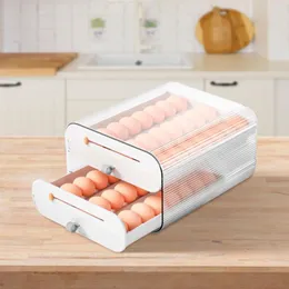 Depolama Şişeleri Yumurta Tutucu Yeniden Kullanılabilir Dayanıklı Şeffaf Time Marker Buzdolabı Organizatör Kutuları Dolap Buzdolabı için 2 Katman Çekmece Tepsileri